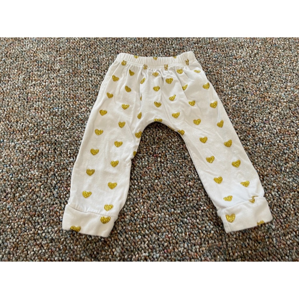 Girls Gold Heart Joggers 3-6M